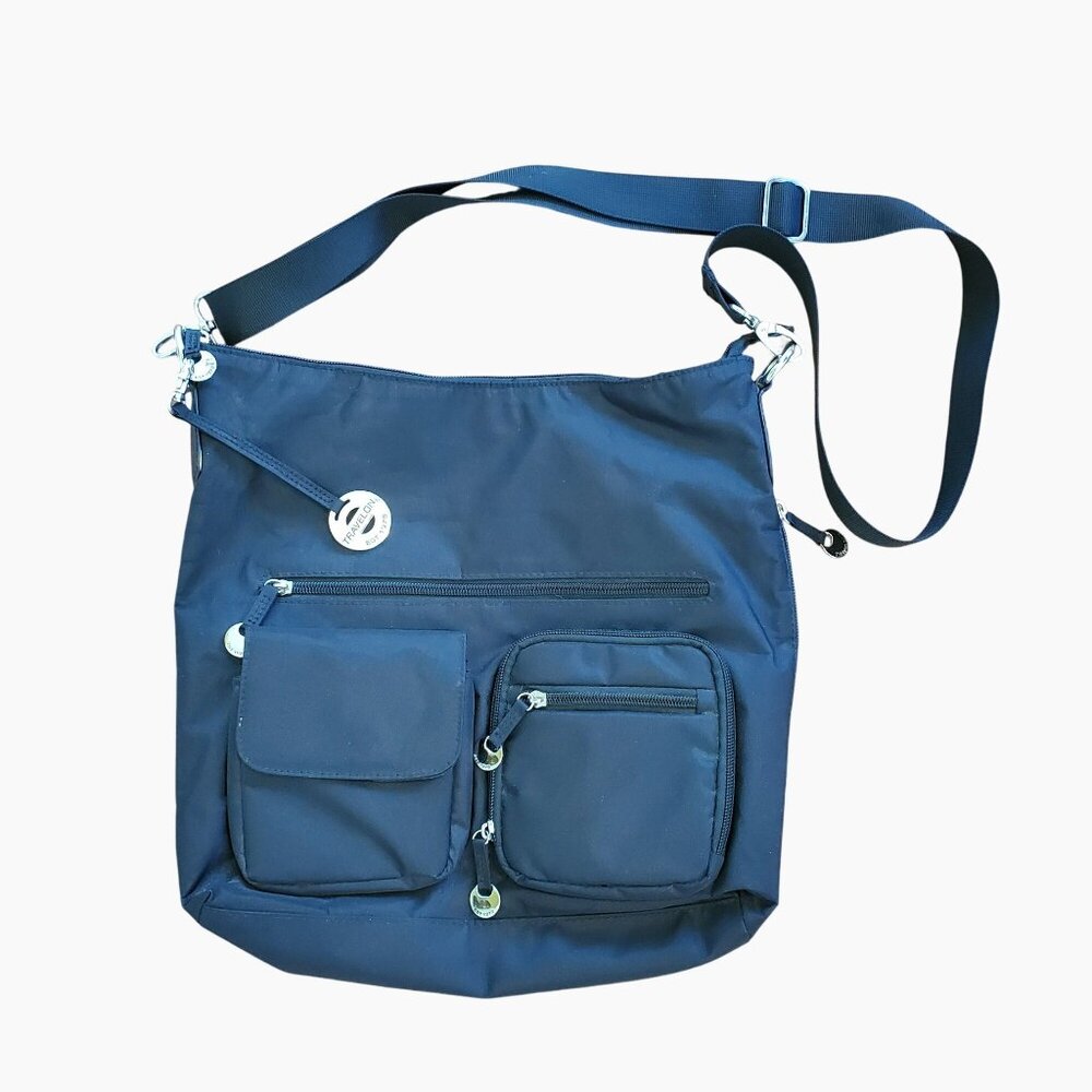 Travelon Black Crossbody Bag Anti Theft, Travel Messenger Large 12" Purse